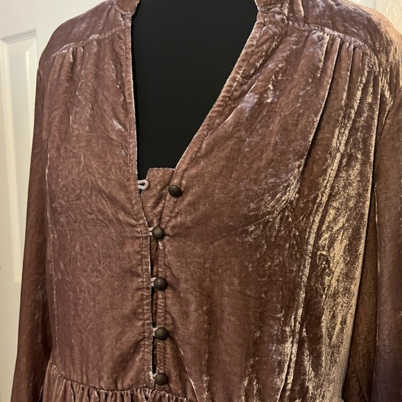 Anthropologie Holding Horses Velvet Button Shirt Dress - Picture 3 of 13